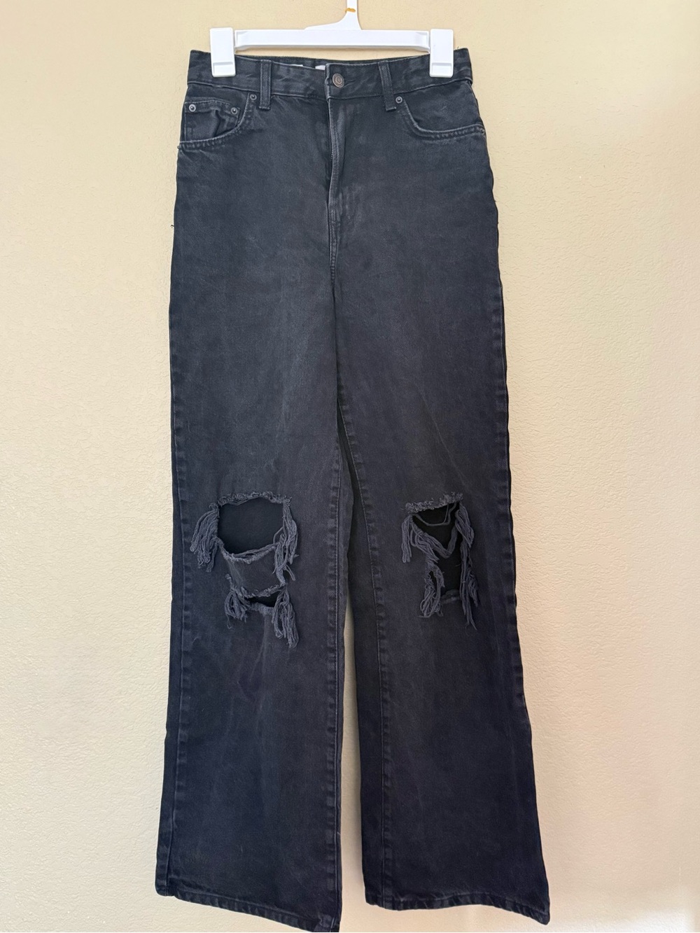 Bershka High-Rise Black Distressed Women’s Jeans